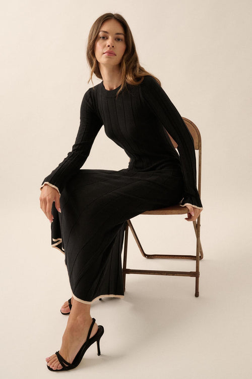 Refined Style Ribbed Knit Midi Sweater Dress
