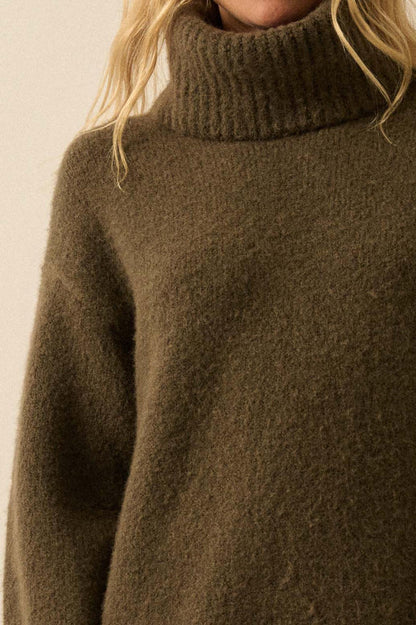 Quiet Hour Turtleneck Midi Sweater Dress