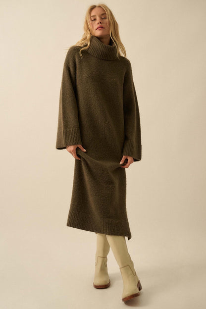 Quiet Hour Turtleneck Midi Sweater Dress