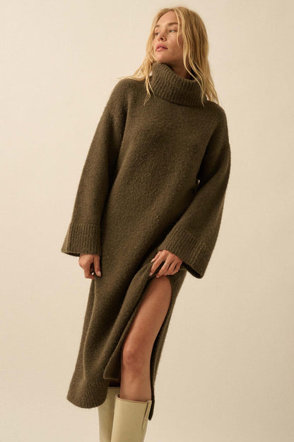 Quiet Hour Turtleneck Midi Sweater Dress