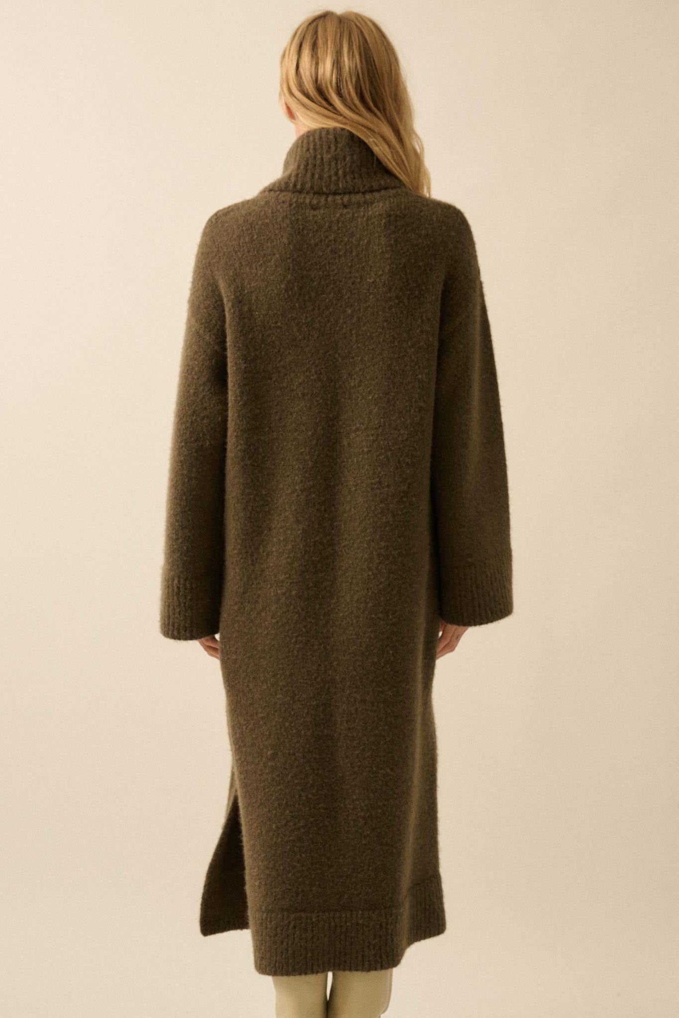 Quiet Hour Turtleneck Midi Sweater Dress