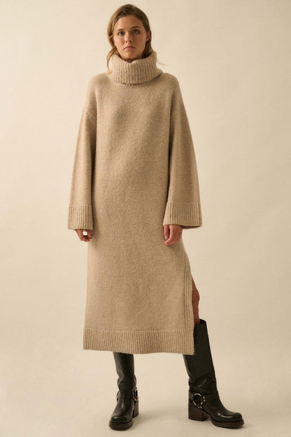Quiet Hour Turtleneck Midi Sweater Dress