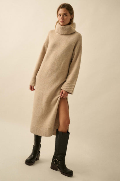Quiet Hour Turtleneck Midi Sweater Dress