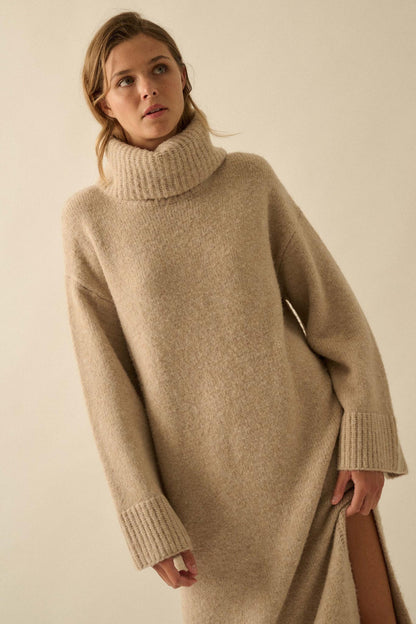 Quiet Hour Turtleneck Midi Sweater Dress