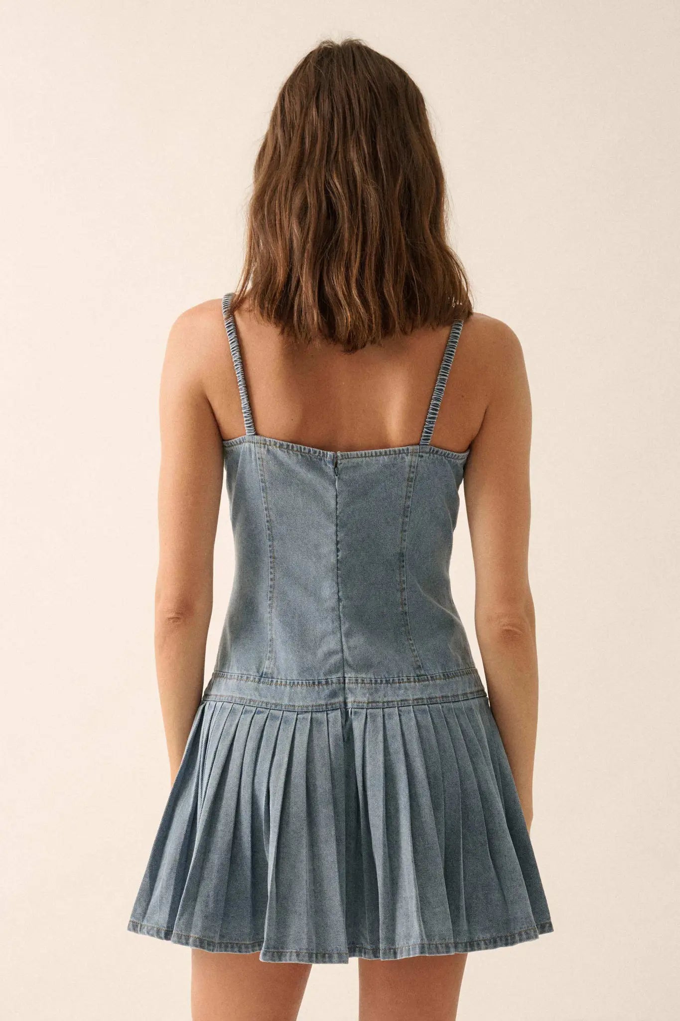 Blue Me Away Denim Drop-Waist Cami Mini Dress
