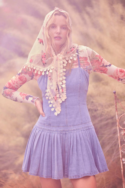 Blue Me Away Denim Drop-Waist Cami Mini Dress