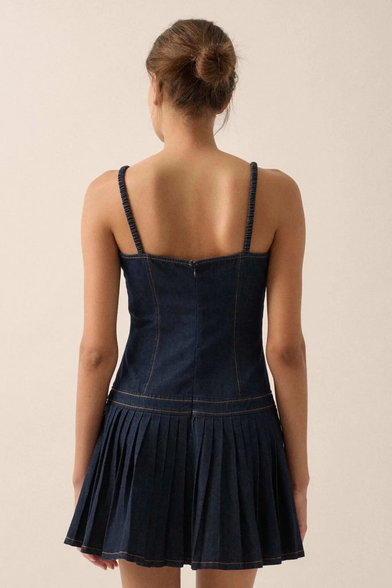 Blue Me Away Denim Drop-Waist Cami Mini Dress