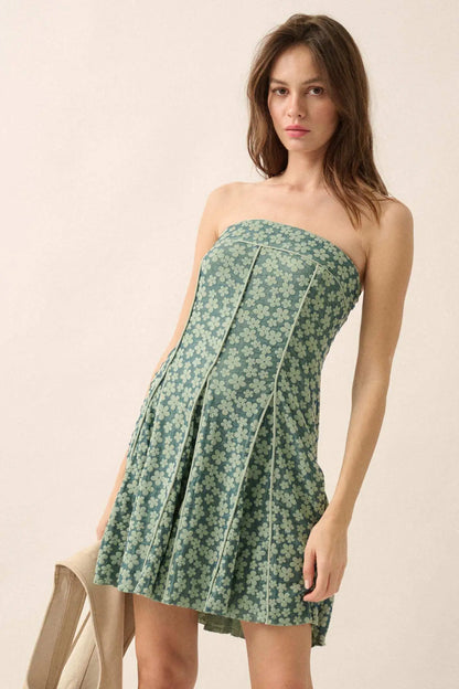 Grown Girl Strapless Floral Godet Mini Dress