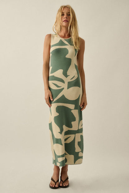 Fantastic Flora Floral Jacquard Midi Sweater Dress