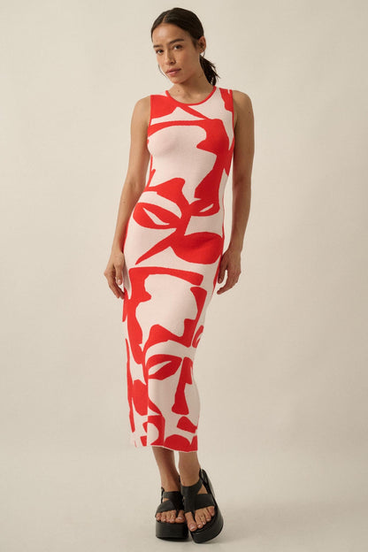 Fantastic Flora Floral Jacquard Midi Sweater Dress