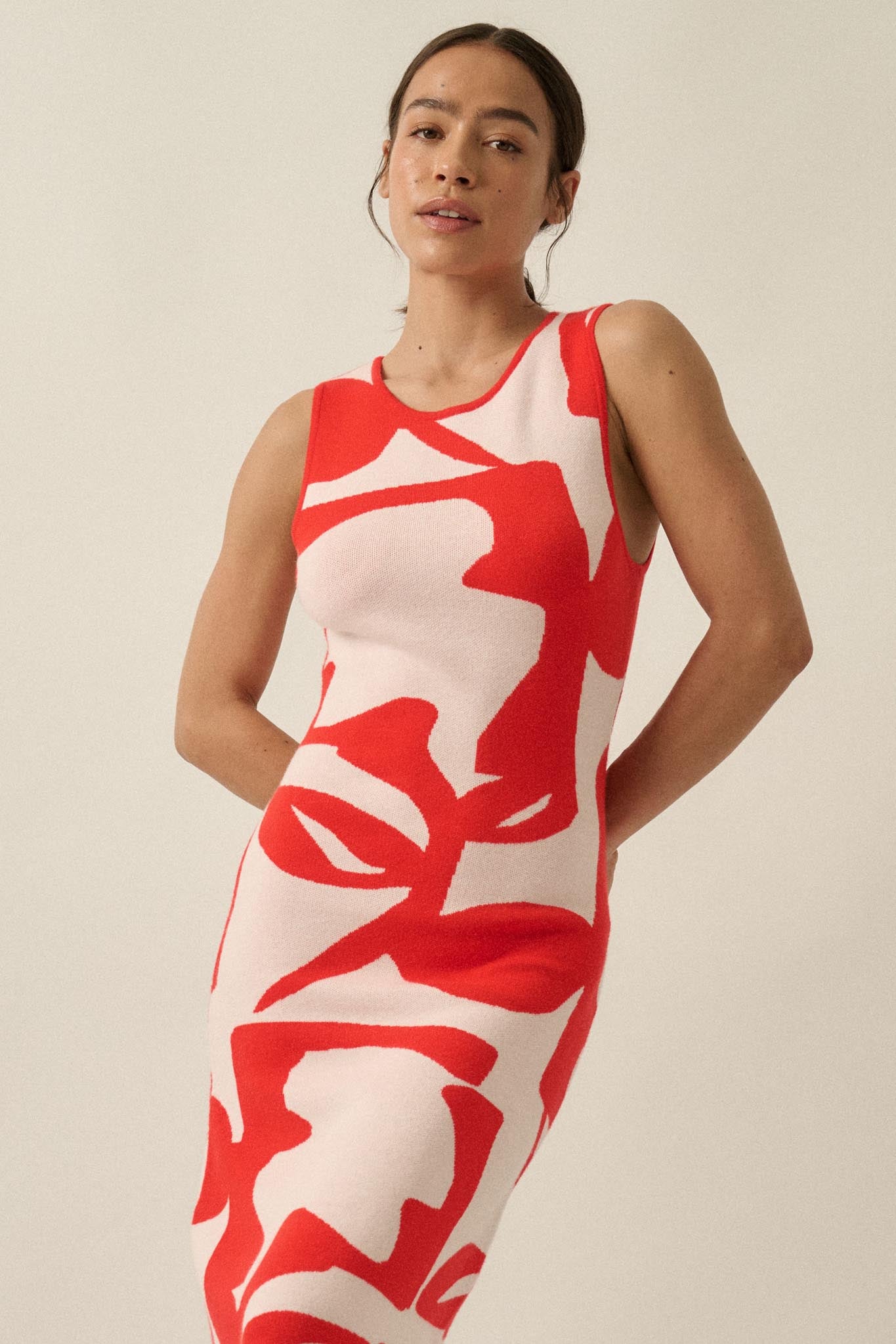 Fantastic Flora Floral Jacquard Midi Sweater Dress