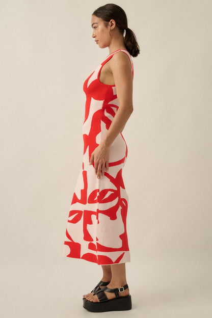 Fantastic Flora Floral Jacquard Midi Sweater Dress
