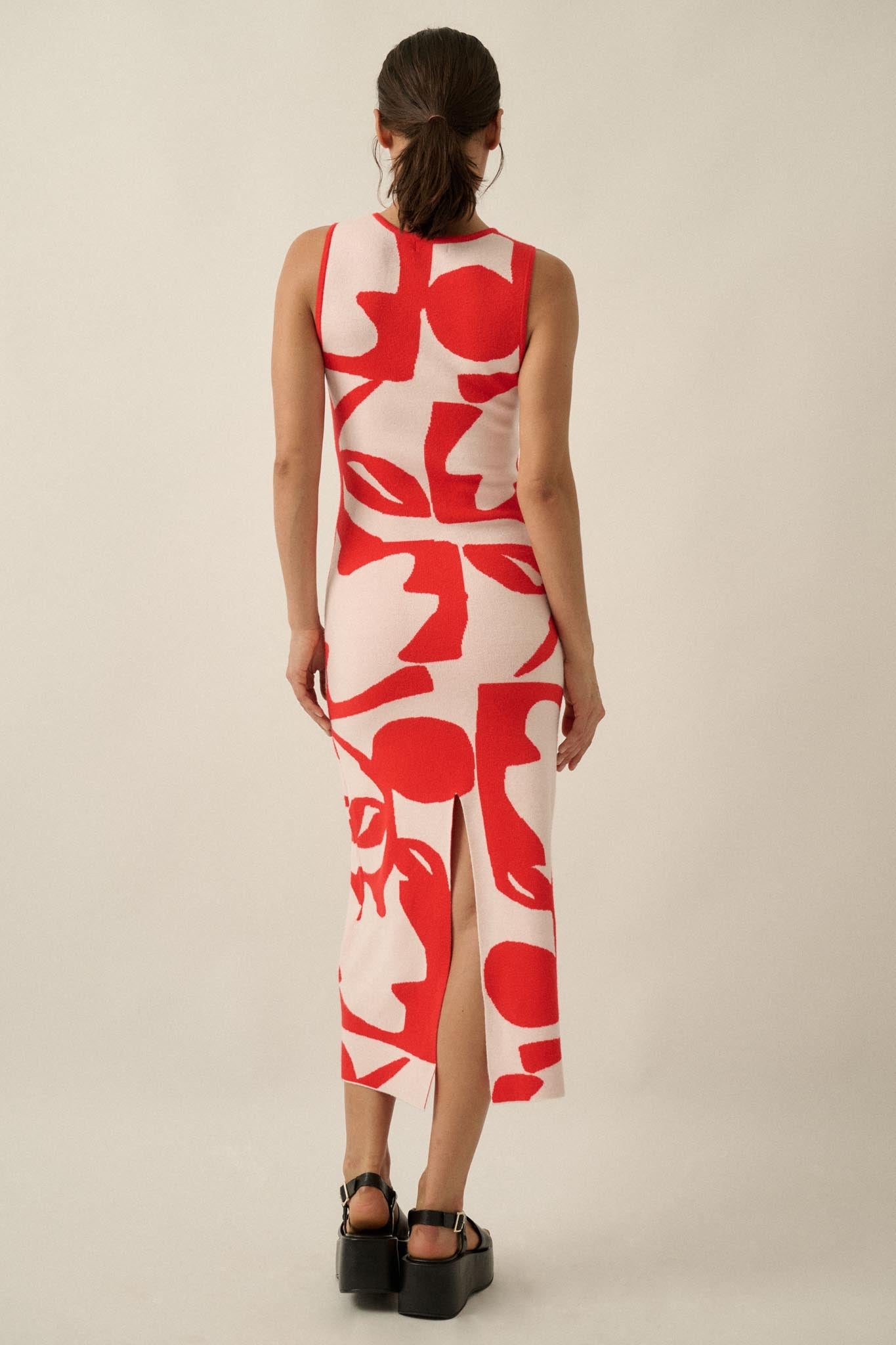 Fantastic Flora Floral Jacquard Midi Sweater Dress