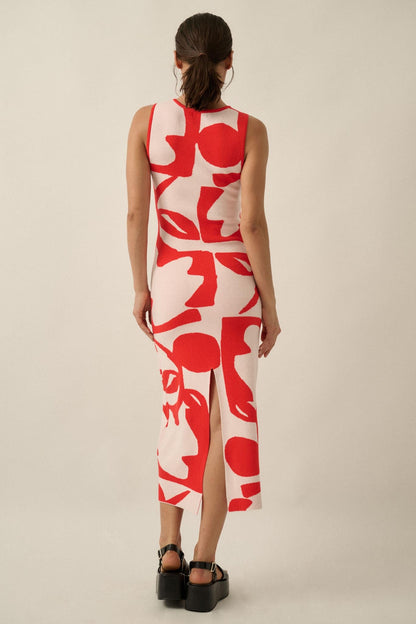 Fantastic Flora Floral Jacquard Midi Sweater Dress