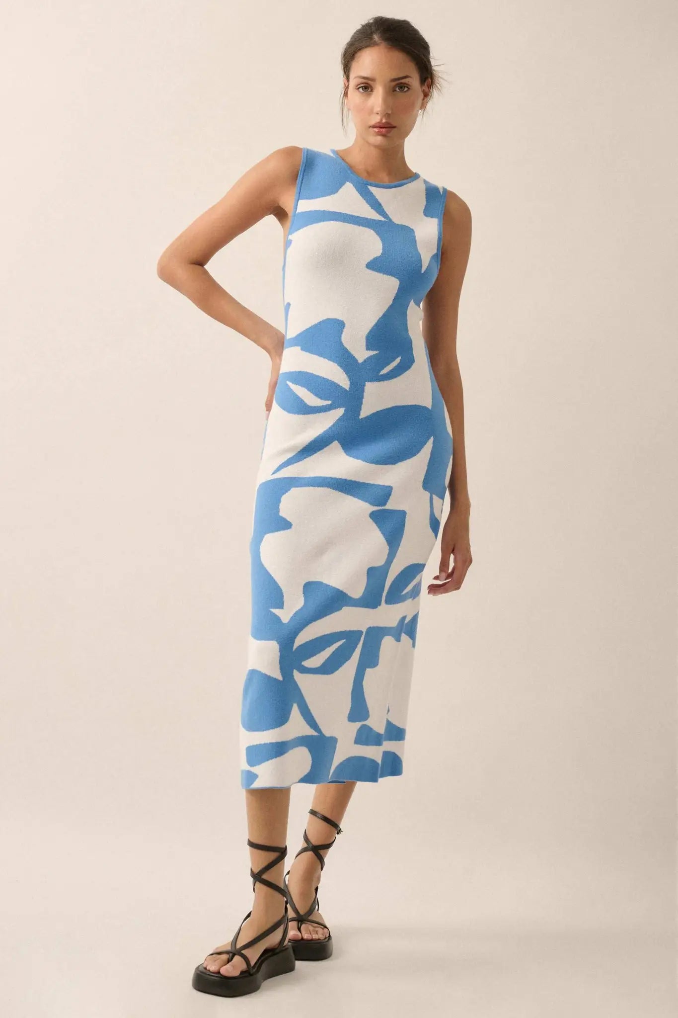 Fantastic Flora Floral Jacquard Midi Sweater Dress