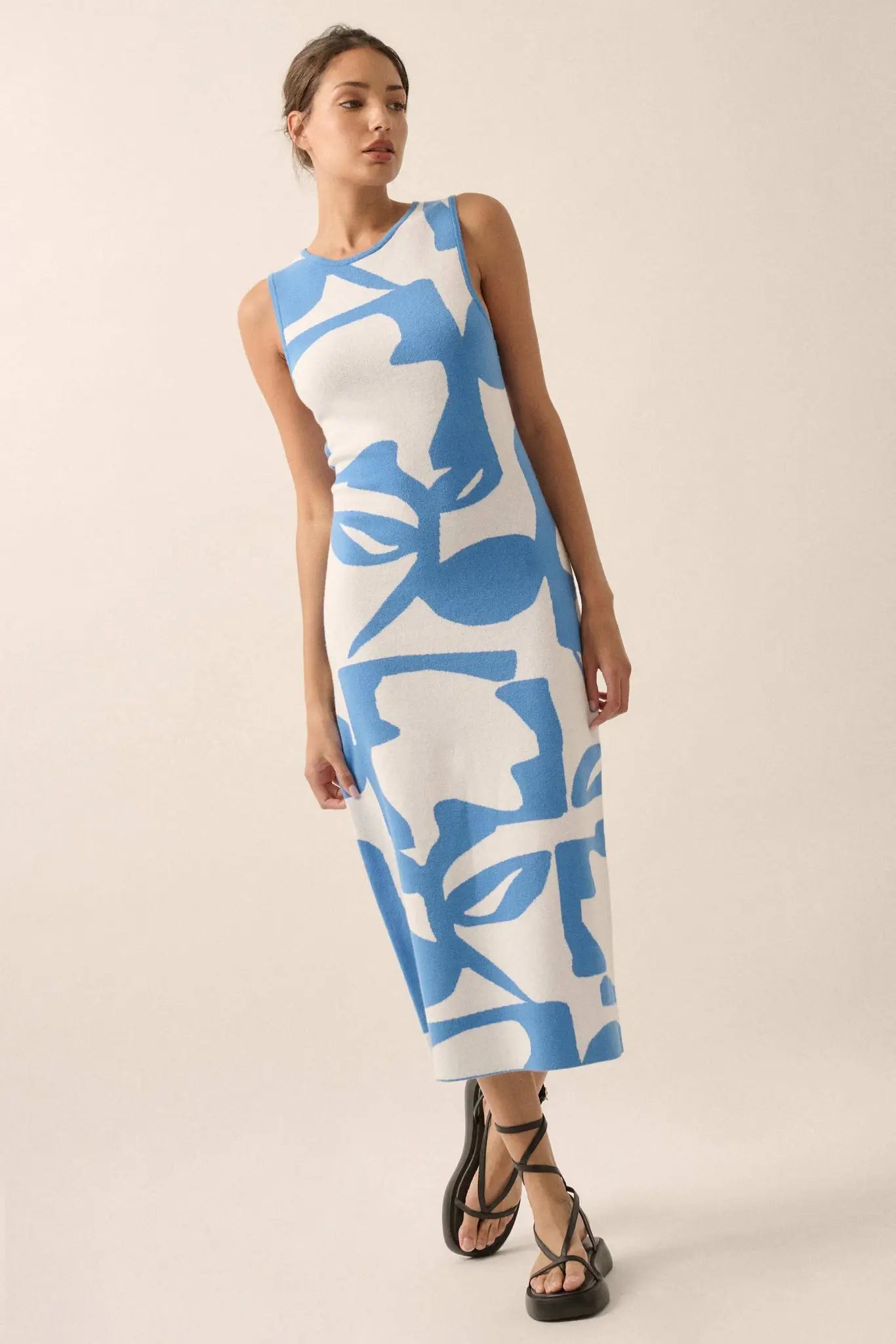 Fantastic Flora Floral Jacquard Midi Sweater Dress