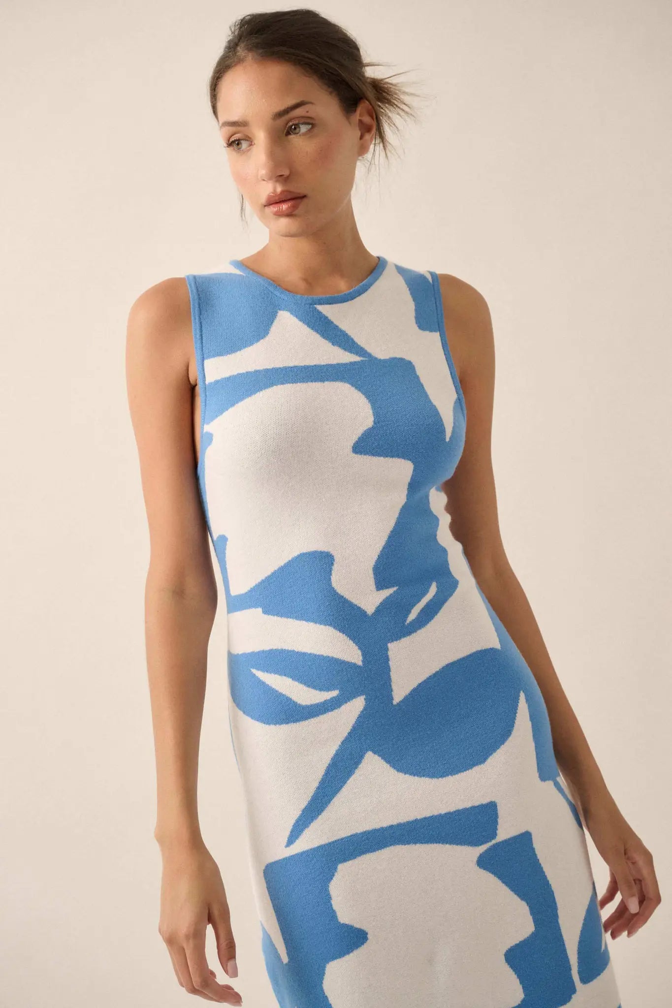 Fantastic Flora Floral Jacquard Midi Sweater Dress