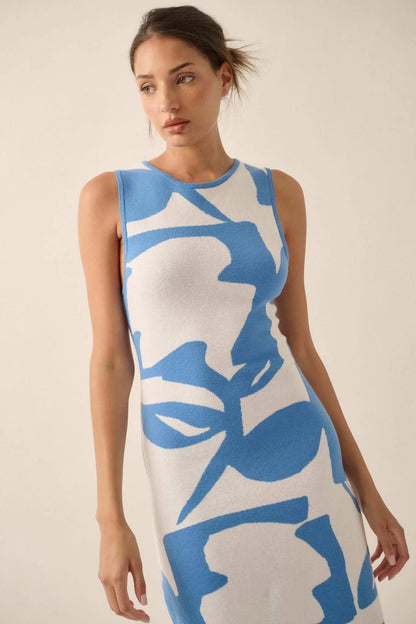 Fantastic Flora Floral Jacquard Midi Sweater Dress