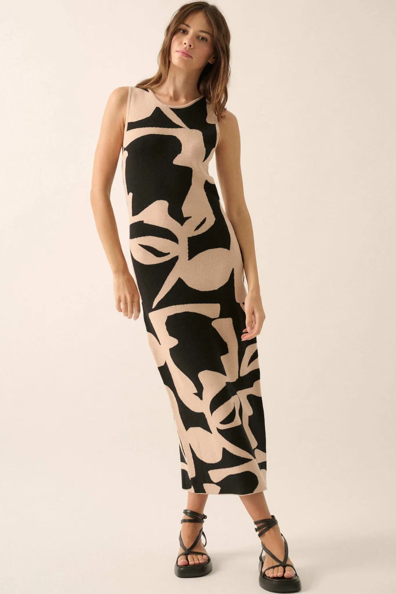Fantastic Flora Floral Jacquard Midi Sweater Dress