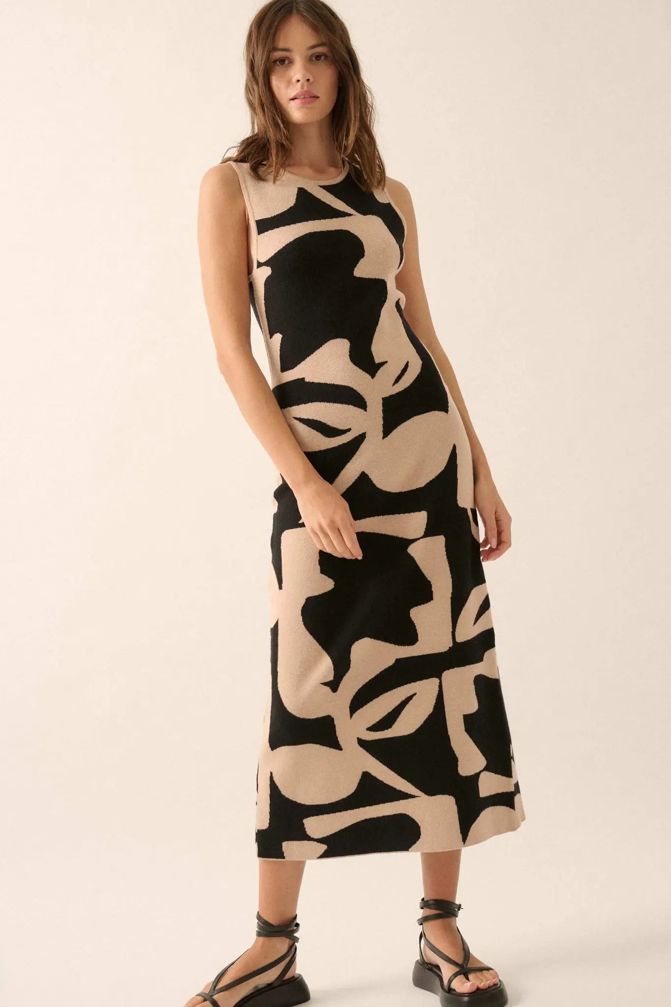 Fantastic Flora Floral Jacquard Midi Sweater Dress