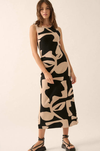 Fantastic Flora Floral Jacquard Midi Sweater Dress