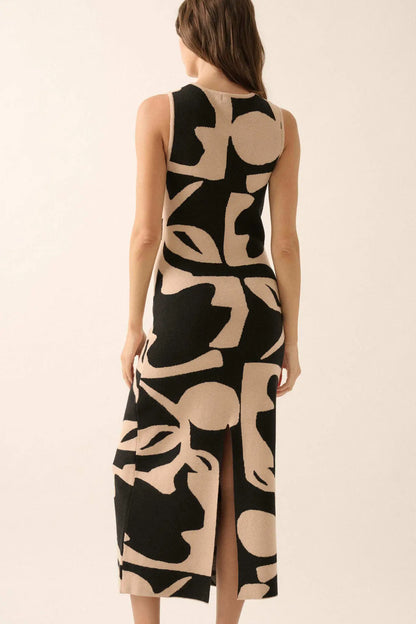 Fantastic Flora Floral Jacquard Midi Sweater Dress