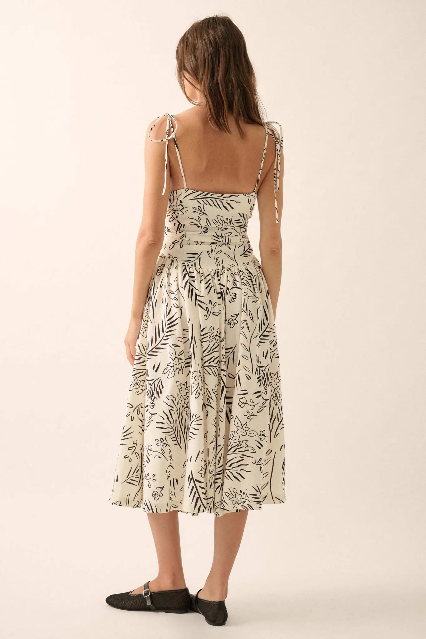 Blooming Artistry Floral Drop-Waist Midi Dress