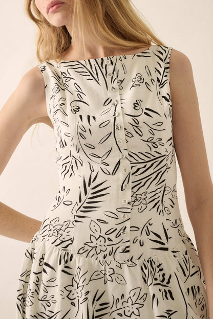 Artist's Garden Floral Drop-Waist Mini Dress