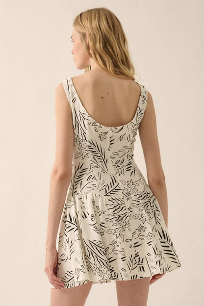Artist's Garden Floral Drop-Waist Mini Dress