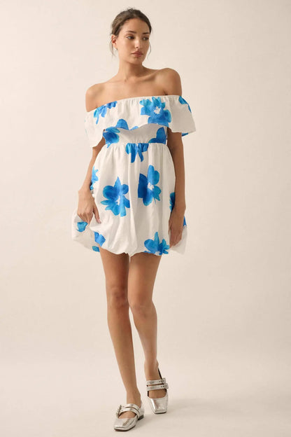Bold Beauty Floral Off-Shoulder Flounce Mini Dress