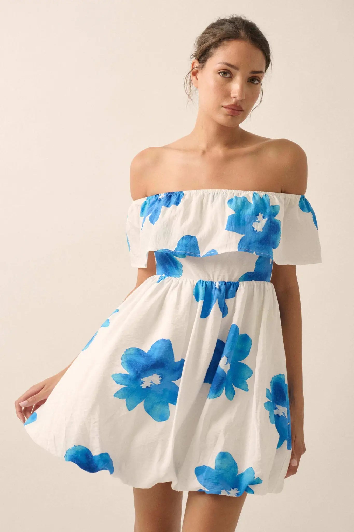Bold Beauty Floral Off-Shoulder Flounce Mini Dress