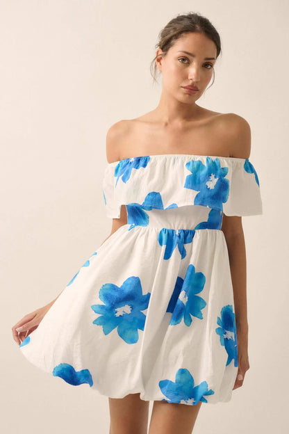 Bold Beauty Floral Off-Shoulder Flounce Mini Dress