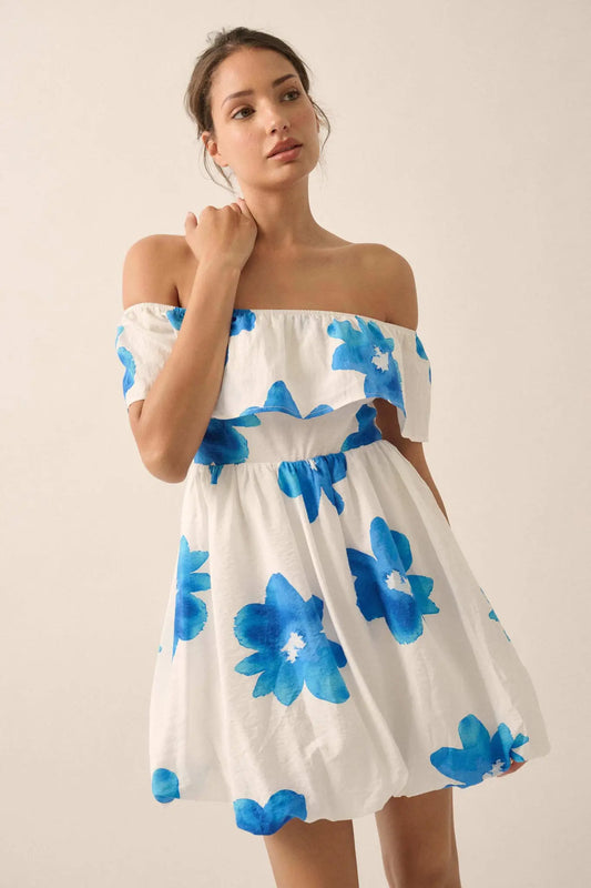 Bold Beauty Floral Off-Shoulder Flounce Mini Dress