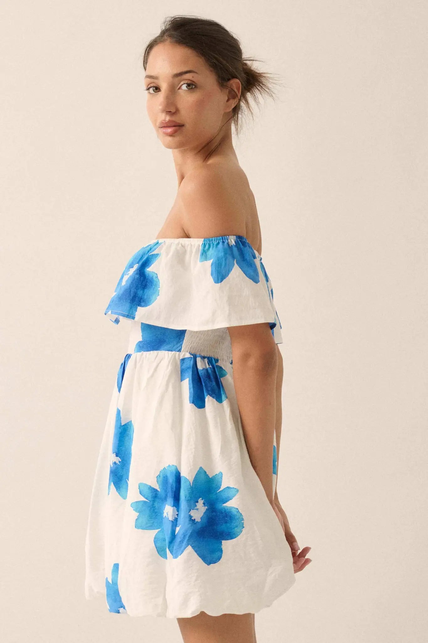 Bold Beauty Floral Off-Shoulder Flounce Mini Dress