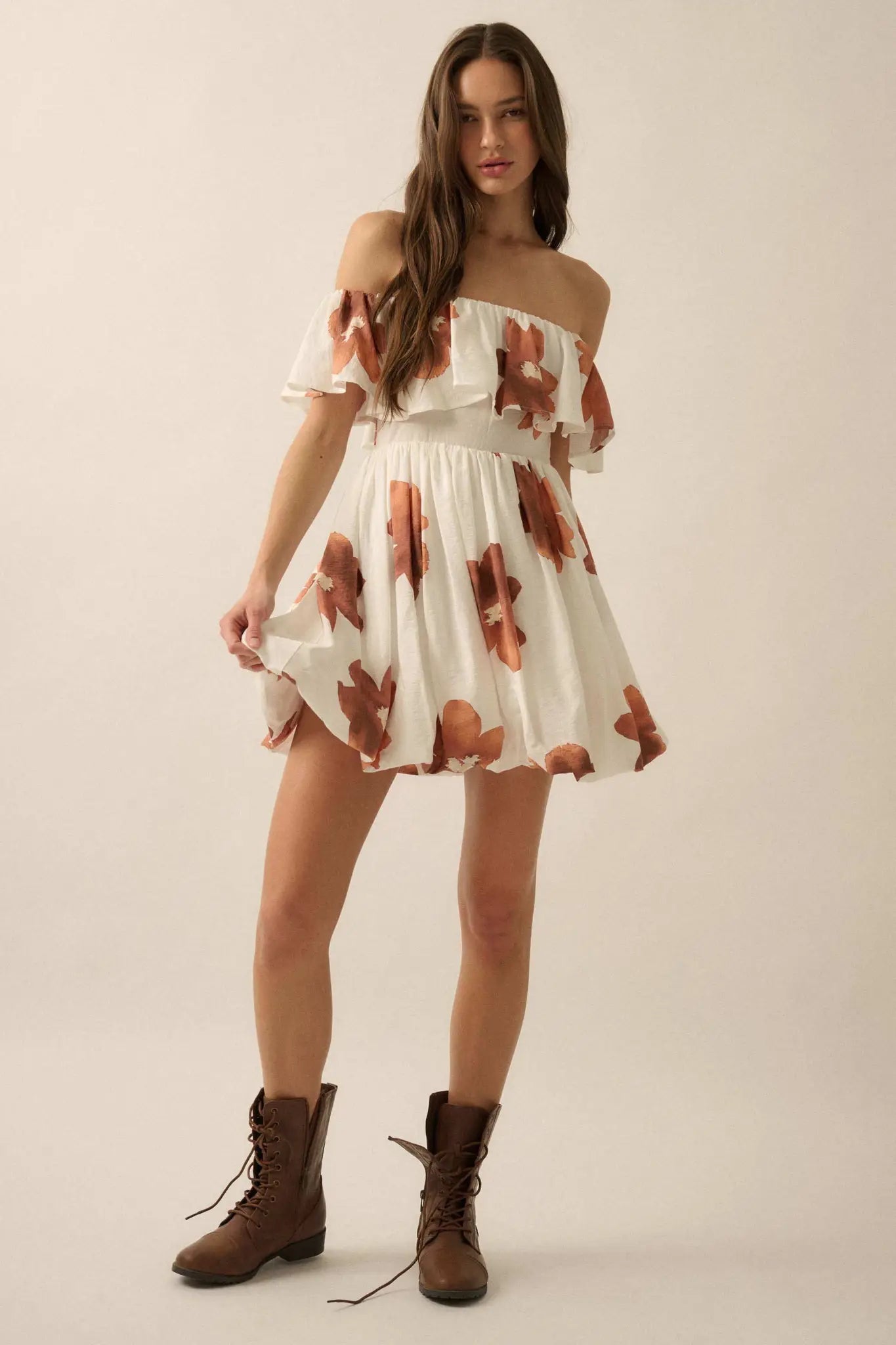 Bold Beauty Floral Off-Shoulder Flounce Mini Dress