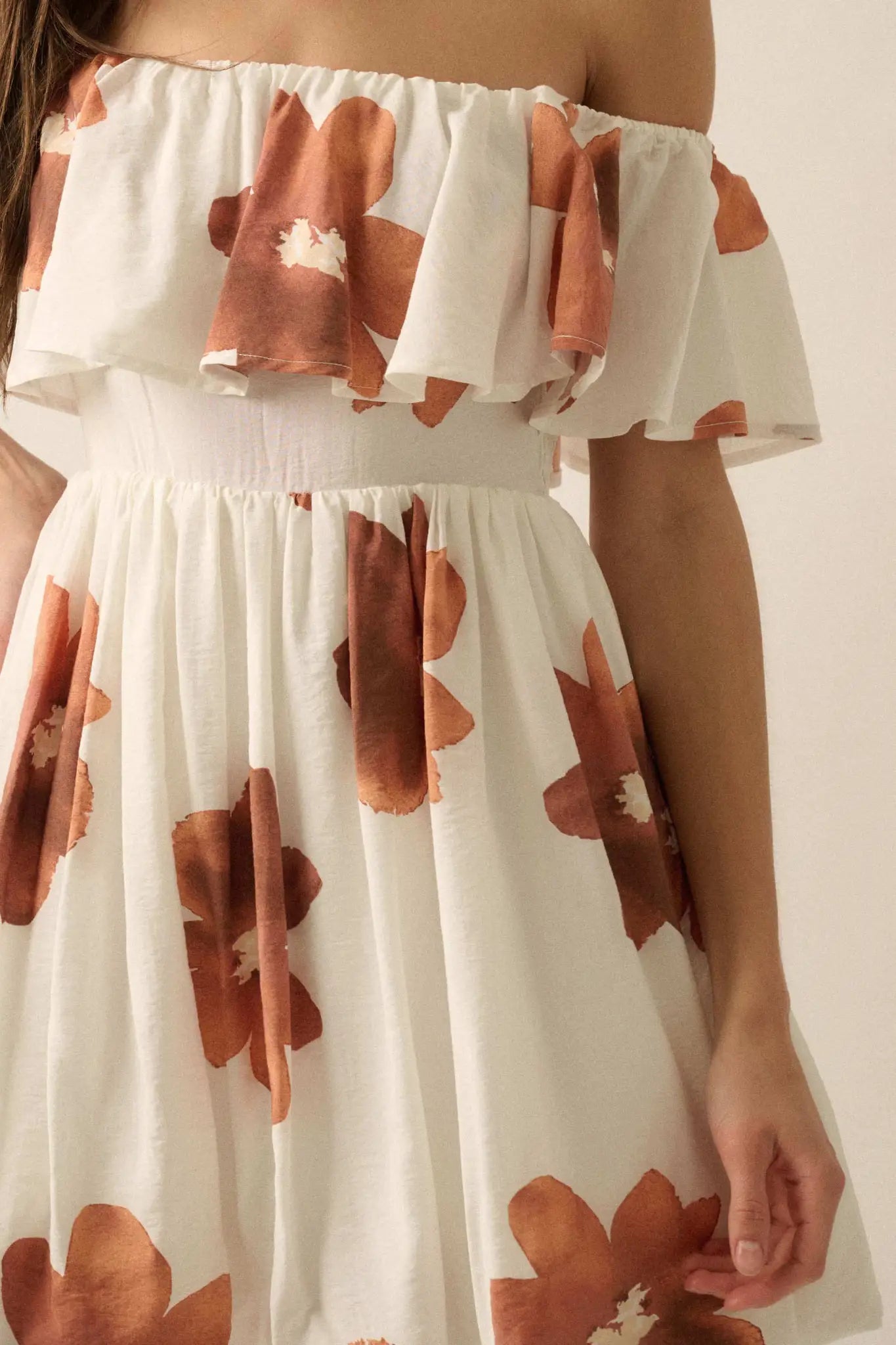Bold Beauty Floral Off-Shoulder Flounce Mini Dress