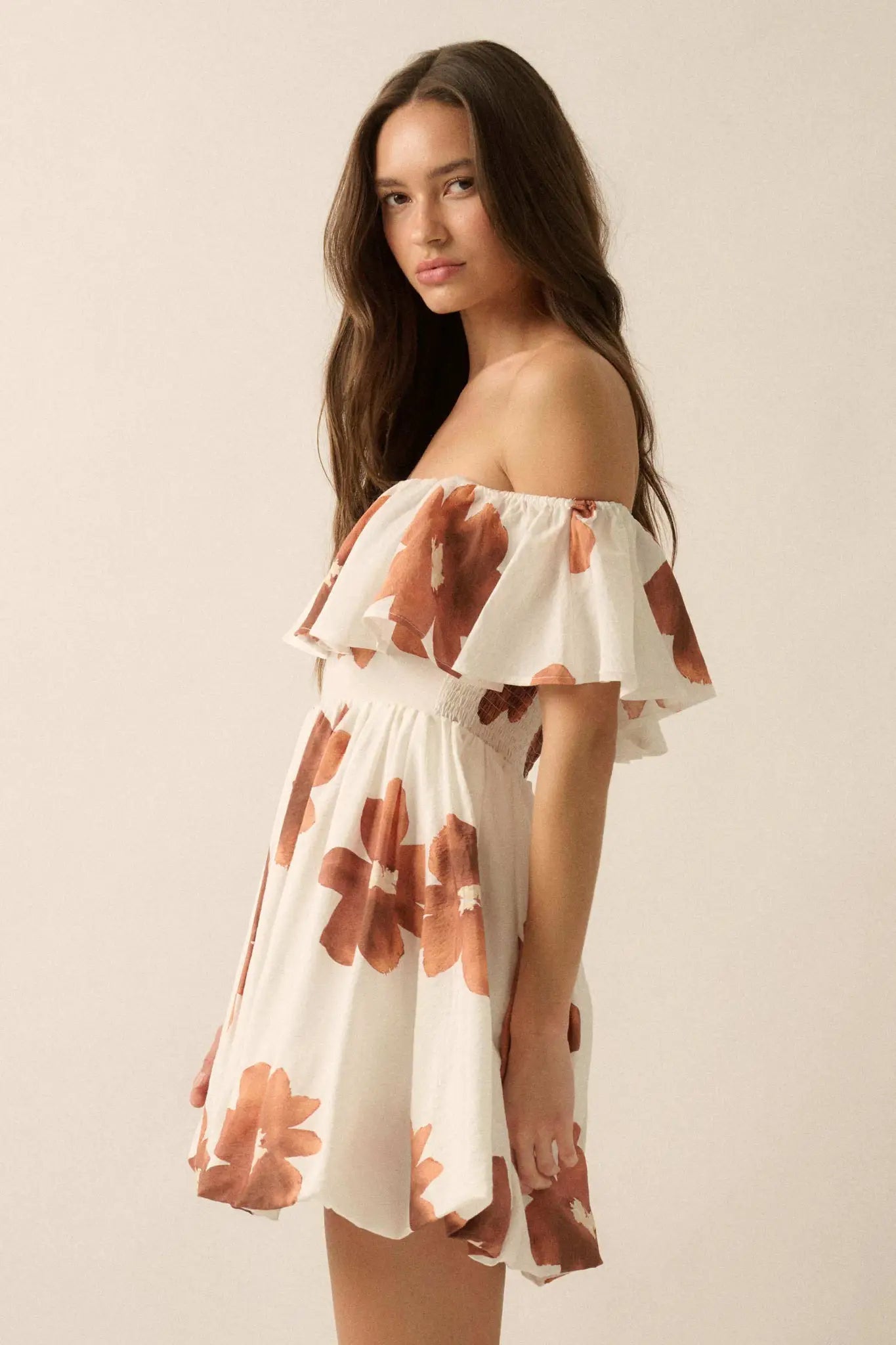 Bold Beauty Floral Off-Shoulder Flounce Mini Dress