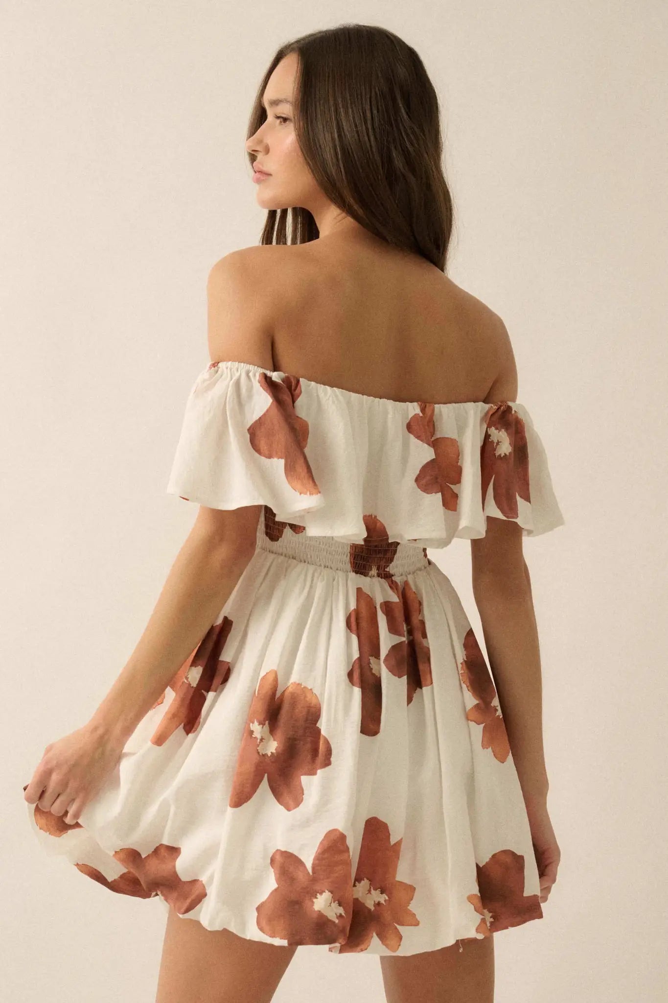 Bold Beauty Floral Off-Shoulder Flounce Mini Dress