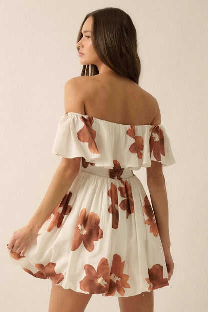 Bold Beauty Floral Off-Shoulder Flounce Mini Dress