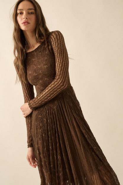 Divine Beauty Paneled Lace Handkerchief Midi Dress