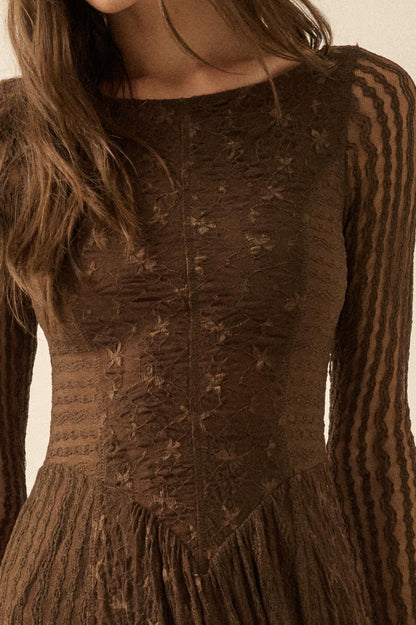 Divine Beauty Paneled Lace Handkerchief Midi Dress