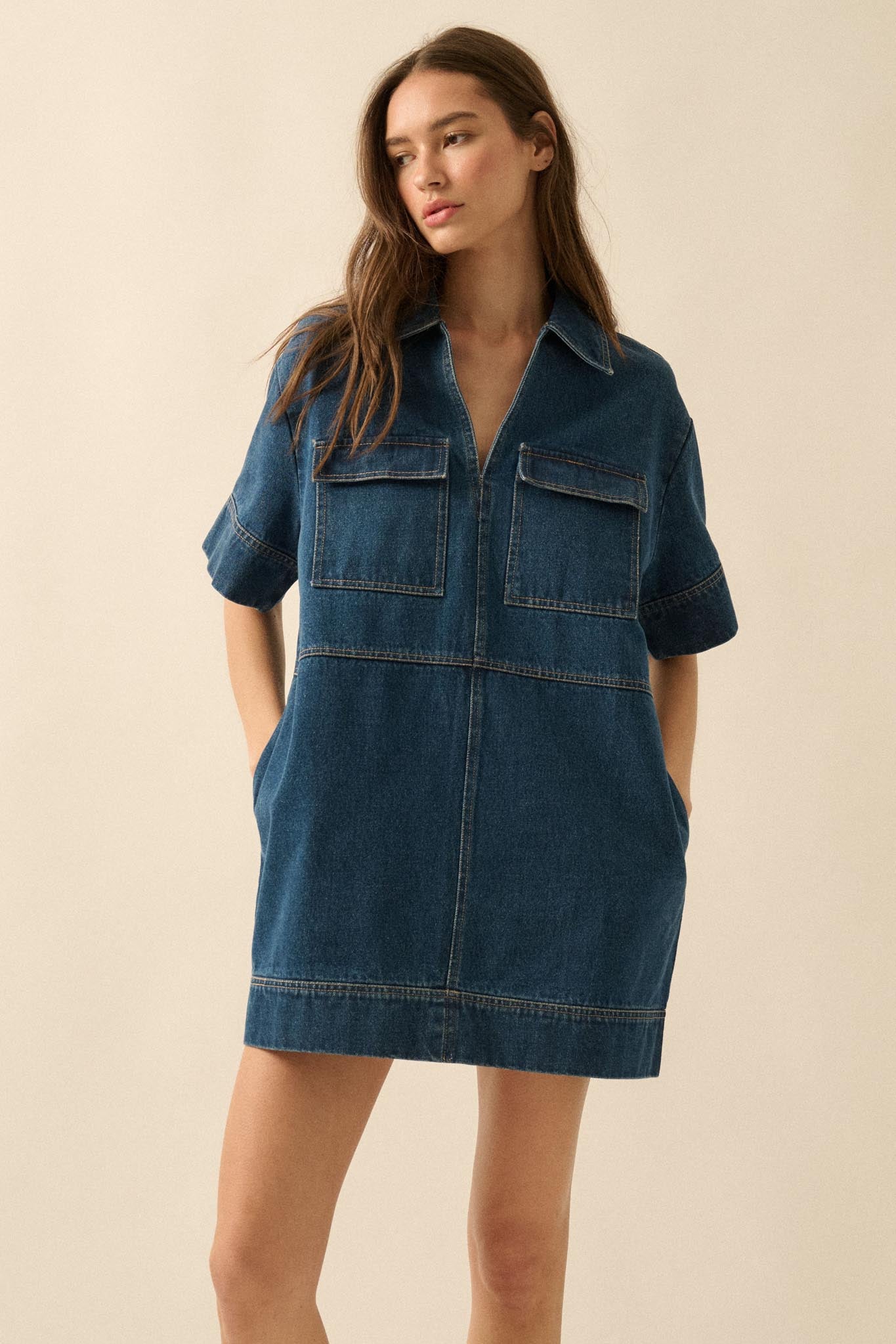 Living Proof Denim Mini Tunic Shirt Dress