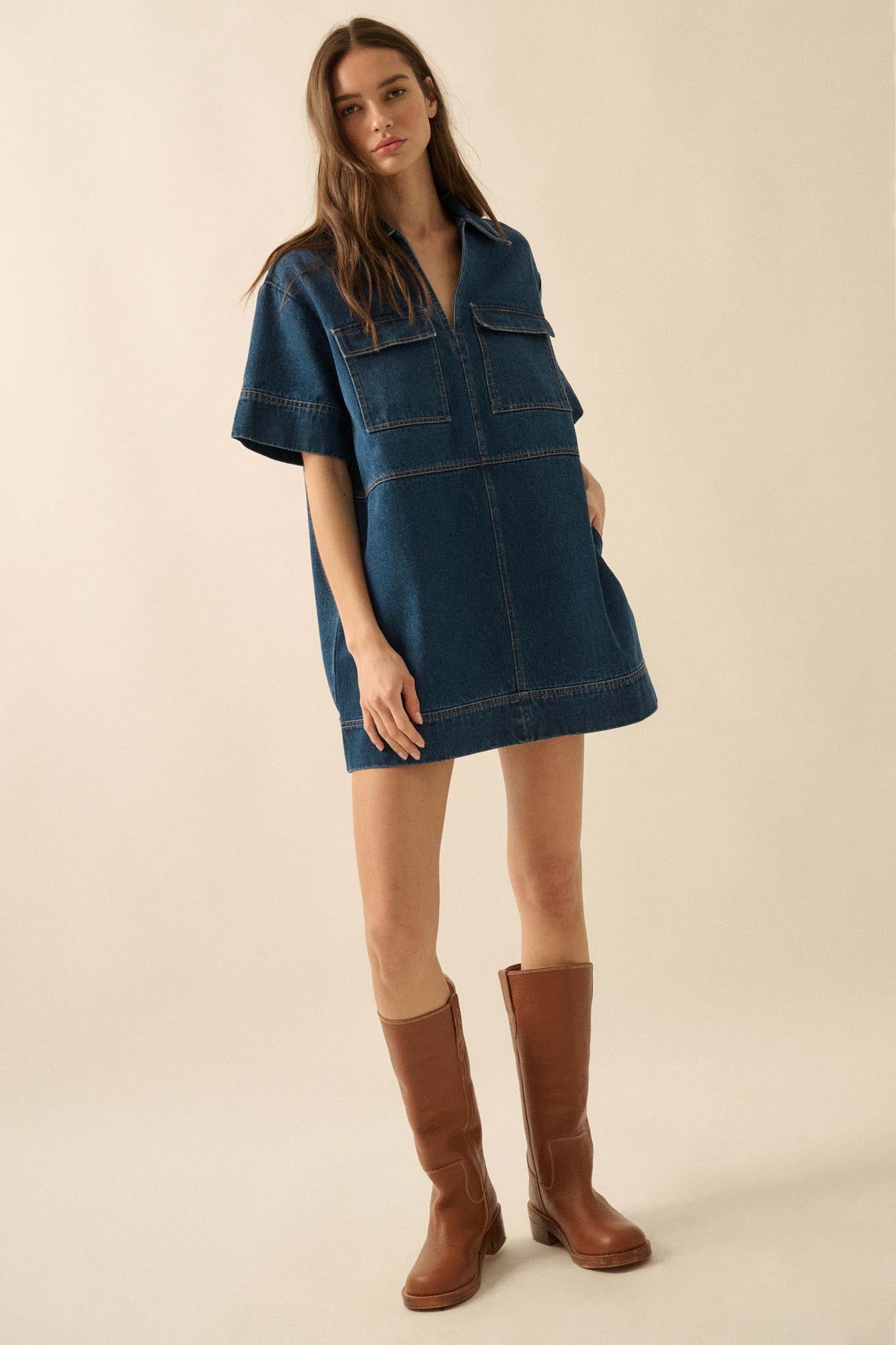 Living Proof Denim Mini Tunic Shirt Dress