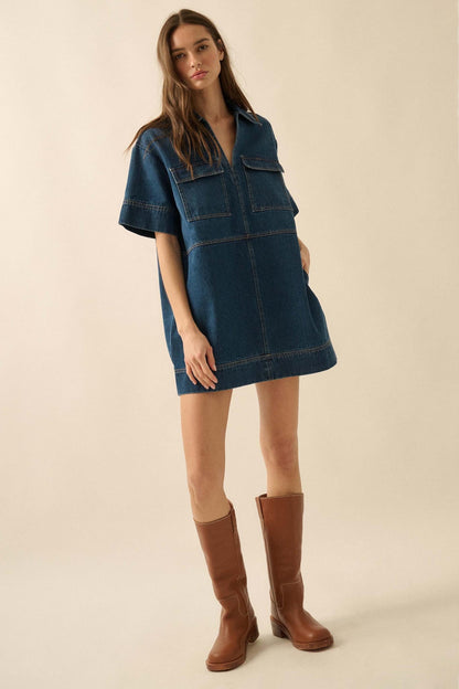Living Proof Denim Mini Tunic Shirt Dress
