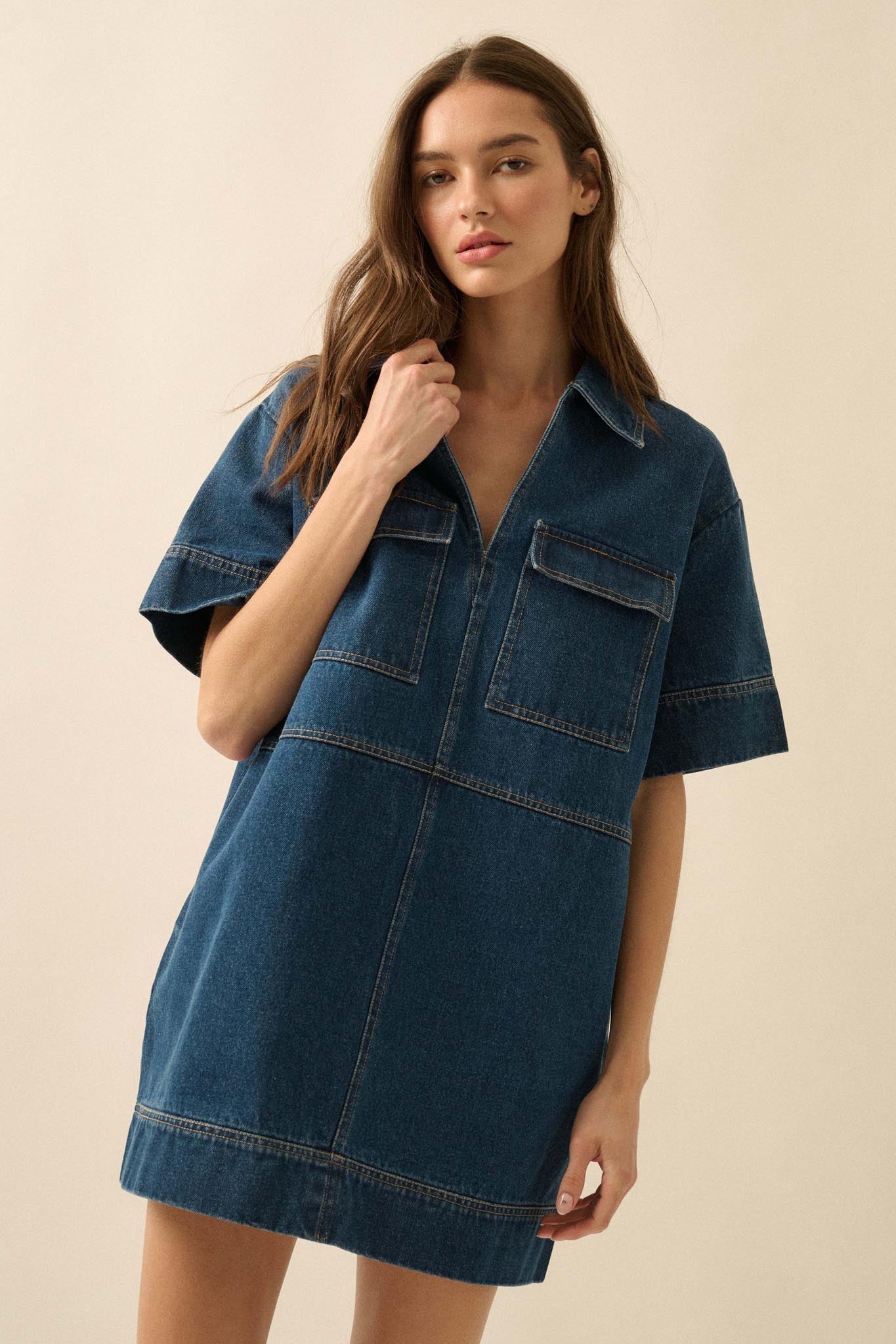 Living Proof Denim Mini Tunic Shirt Dress