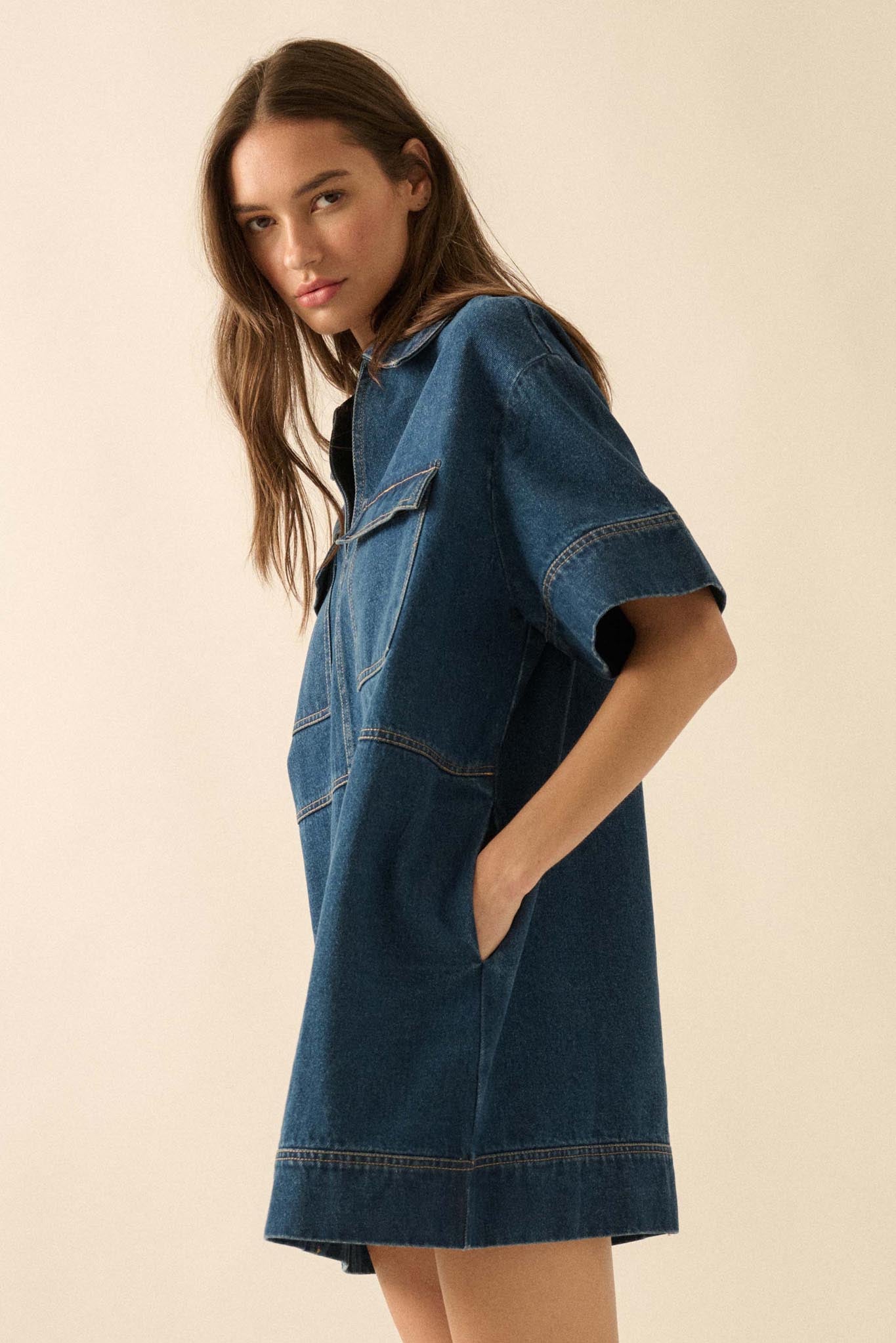 Living Proof Denim Mini Tunic Shirt Dress