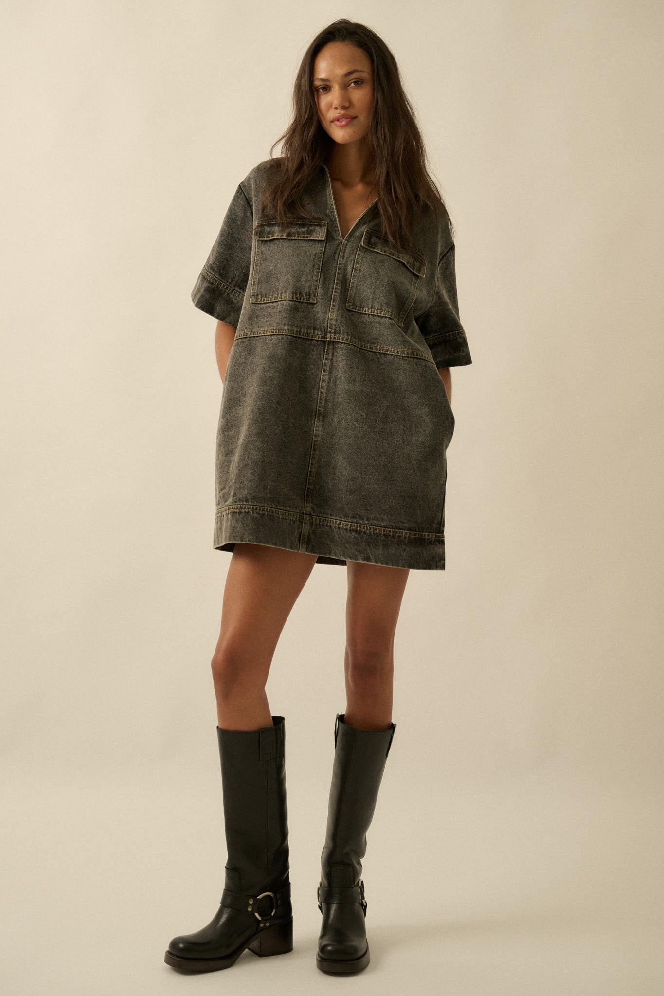 Living Proof Denim Mini Tunic Shirt Dress