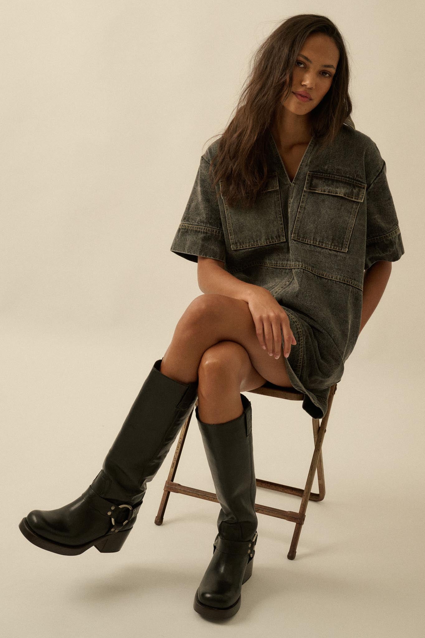 Living Proof Denim Mini Tunic Shirt Dress