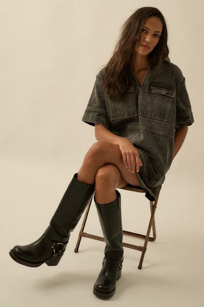 Living Proof Denim Mini Tunic Shirt Dress