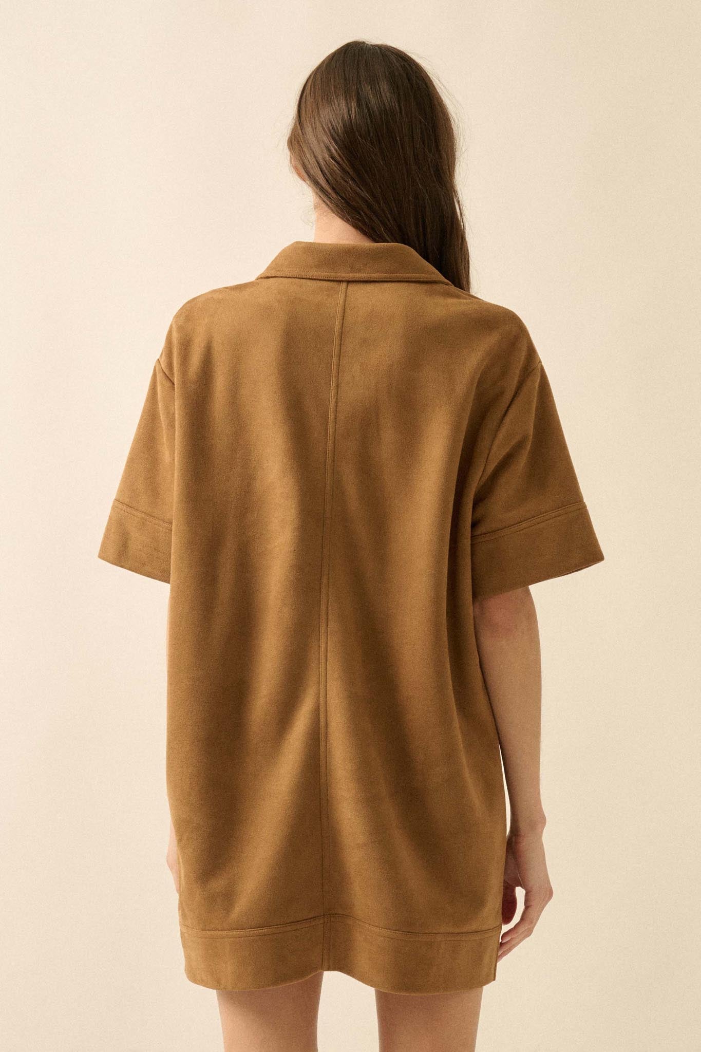 Soft Option Vegan Suede Mini Tunic Shirt Dress